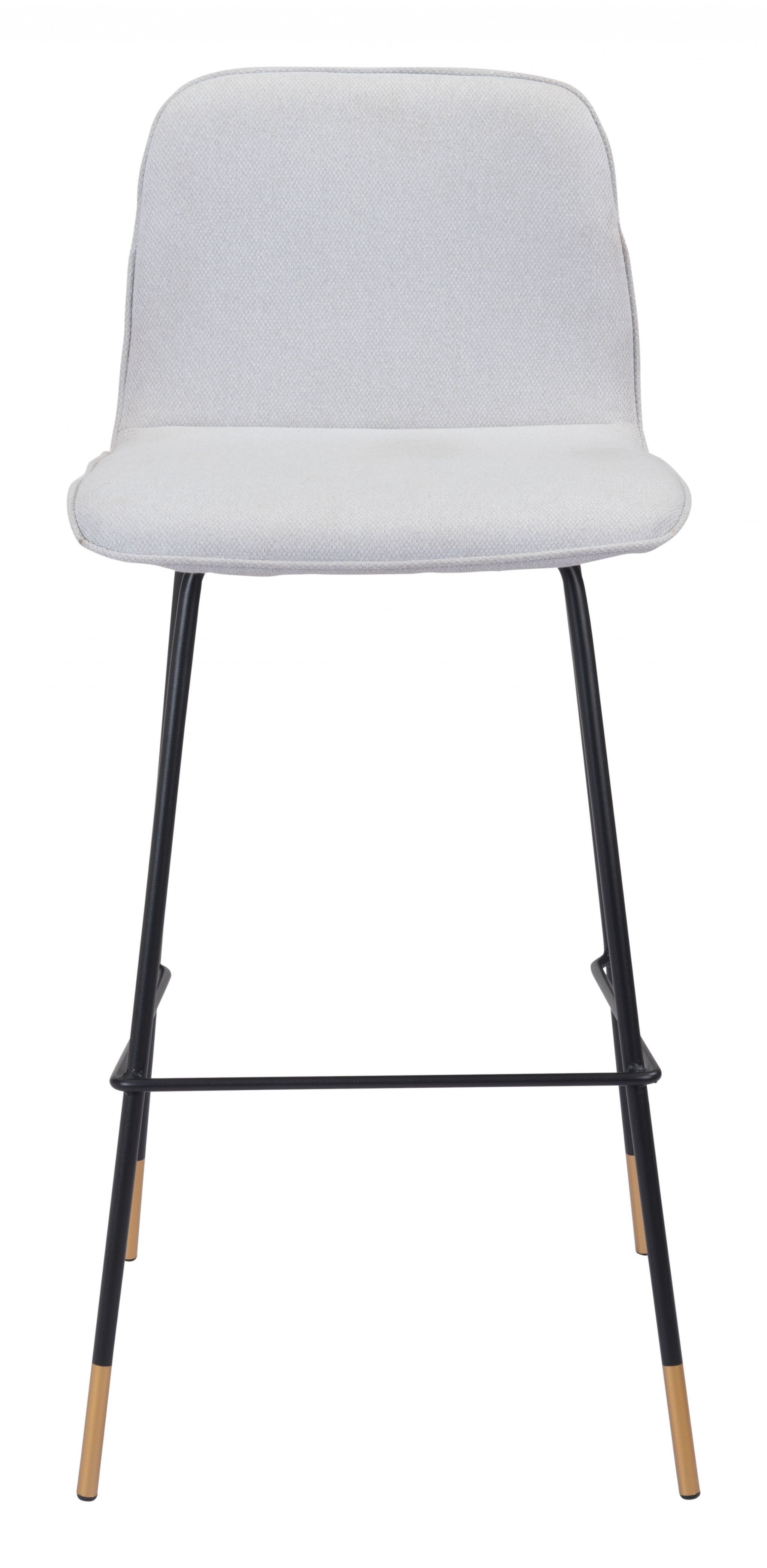 40" Light Gray Upholstered and Black Bar Height Chair With Footrest