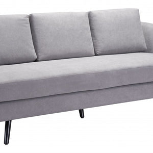 79" Gray Velvet And Black Curved Back Standard Sofa