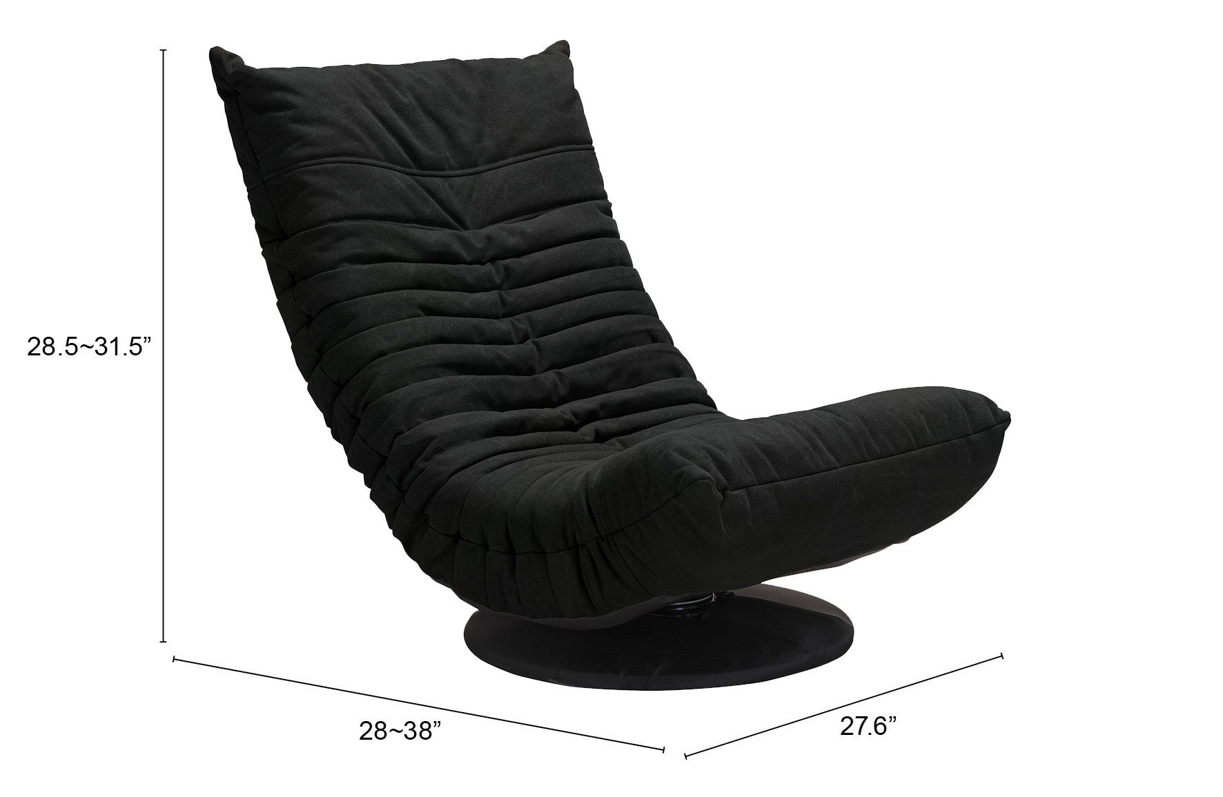 Relaxed Low Profile Black Swivel Chair