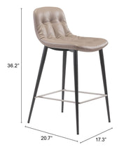 兩把 36 英寸灰褐色人造皮革和黑色吧檯椅套裝