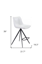 兩件套 39 英寸白色和黑色鋼製低背櫃檯高度酒吧椅帶腳踏板