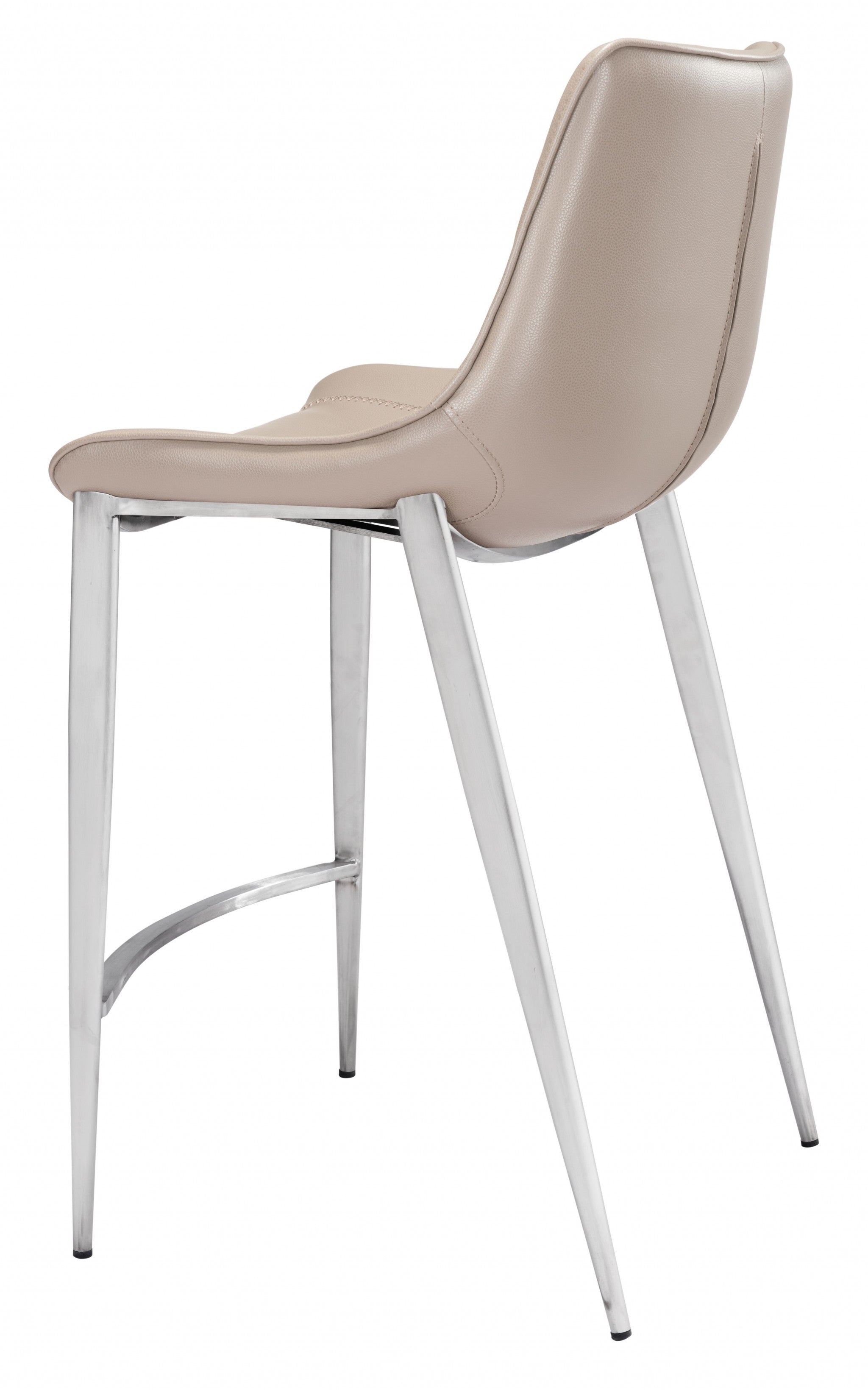 兩件套 40 英寸灰色和銀色鋼質低靠背櫃檯高酒吧椅帶腳踏板