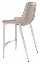 兩件套 40 英寸灰色和銀色鋼質低靠背櫃檯高酒吧椅帶腳踏板