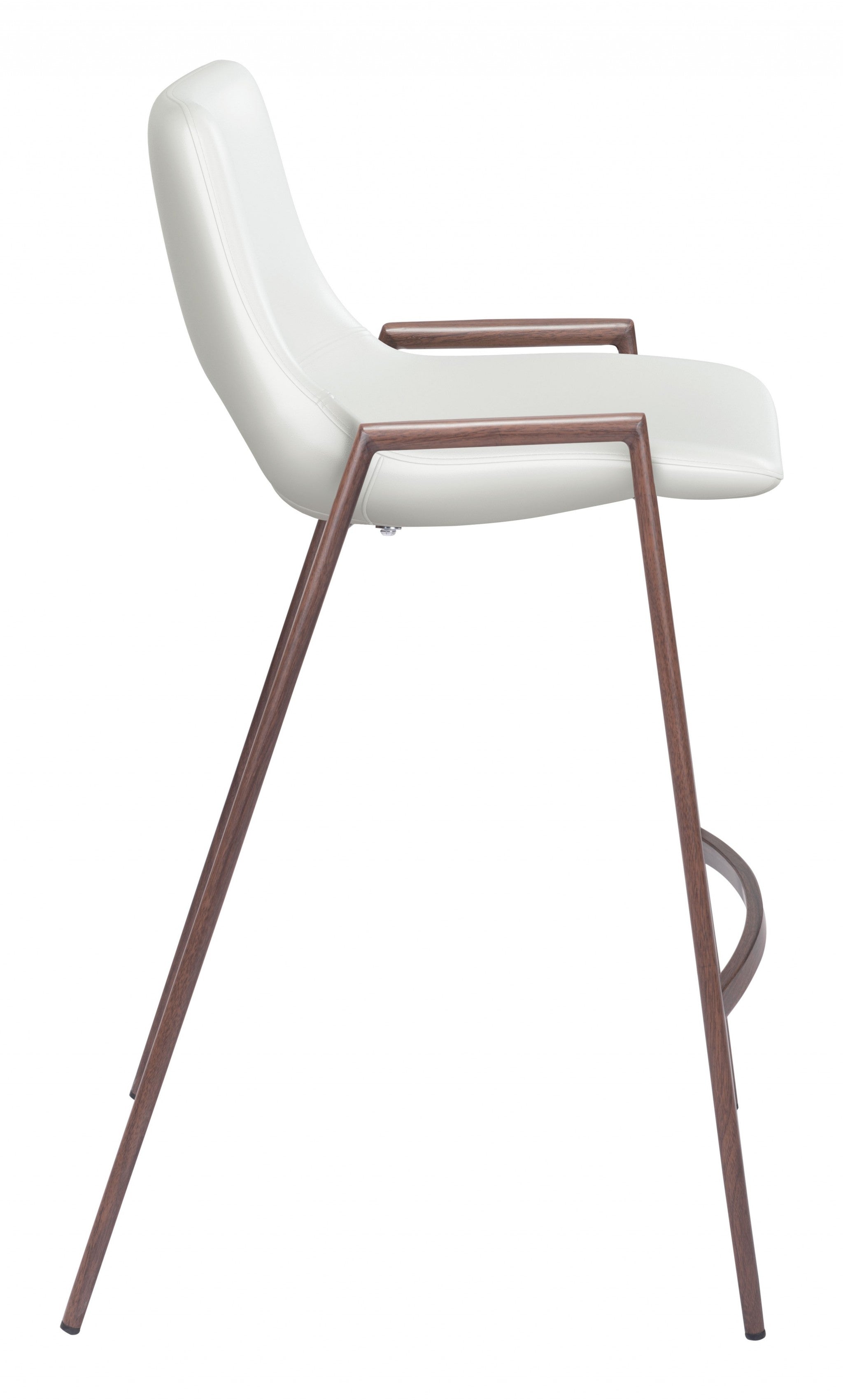 兩件套 36 英寸白色和棕色鋼質低靠背櫃檯高酒吧椅帶腳踏板