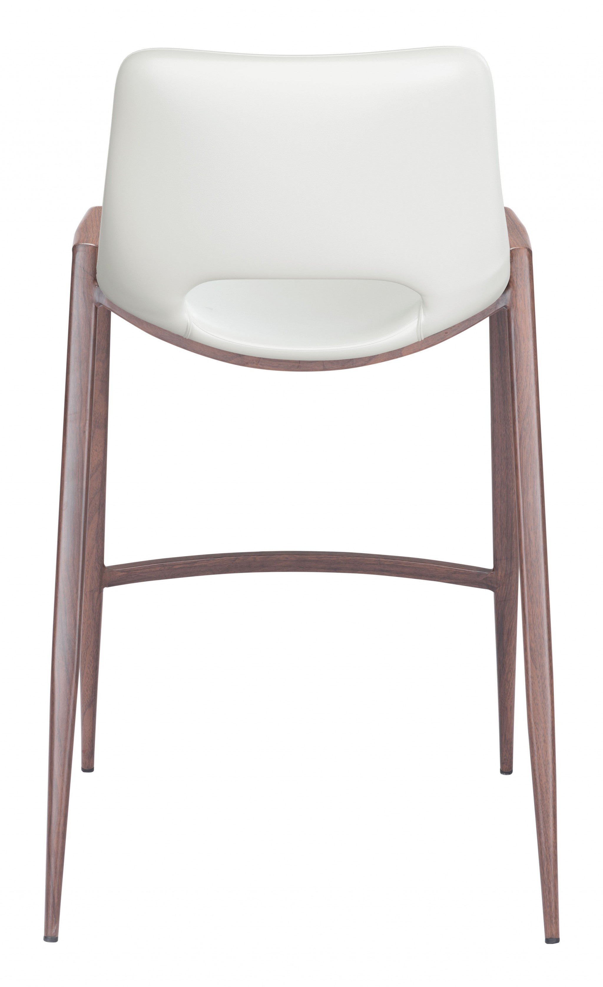 兩件套 36 英寸白色和棕色鋼質低靠背櫃檯高酒吧椅帶腳踏板