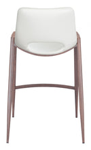 兩件套 36 英寸白色和棕色鋼質低靠背櫃檯高酒吧椅帶腳踏板