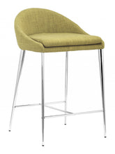 兩把 30 英寸綠色和鋼製低背吧檯椅套裝