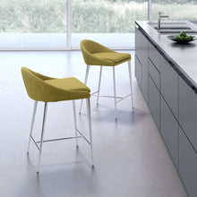 兩把 30 英寸綠色和鋼製低背吧檯椅套裝