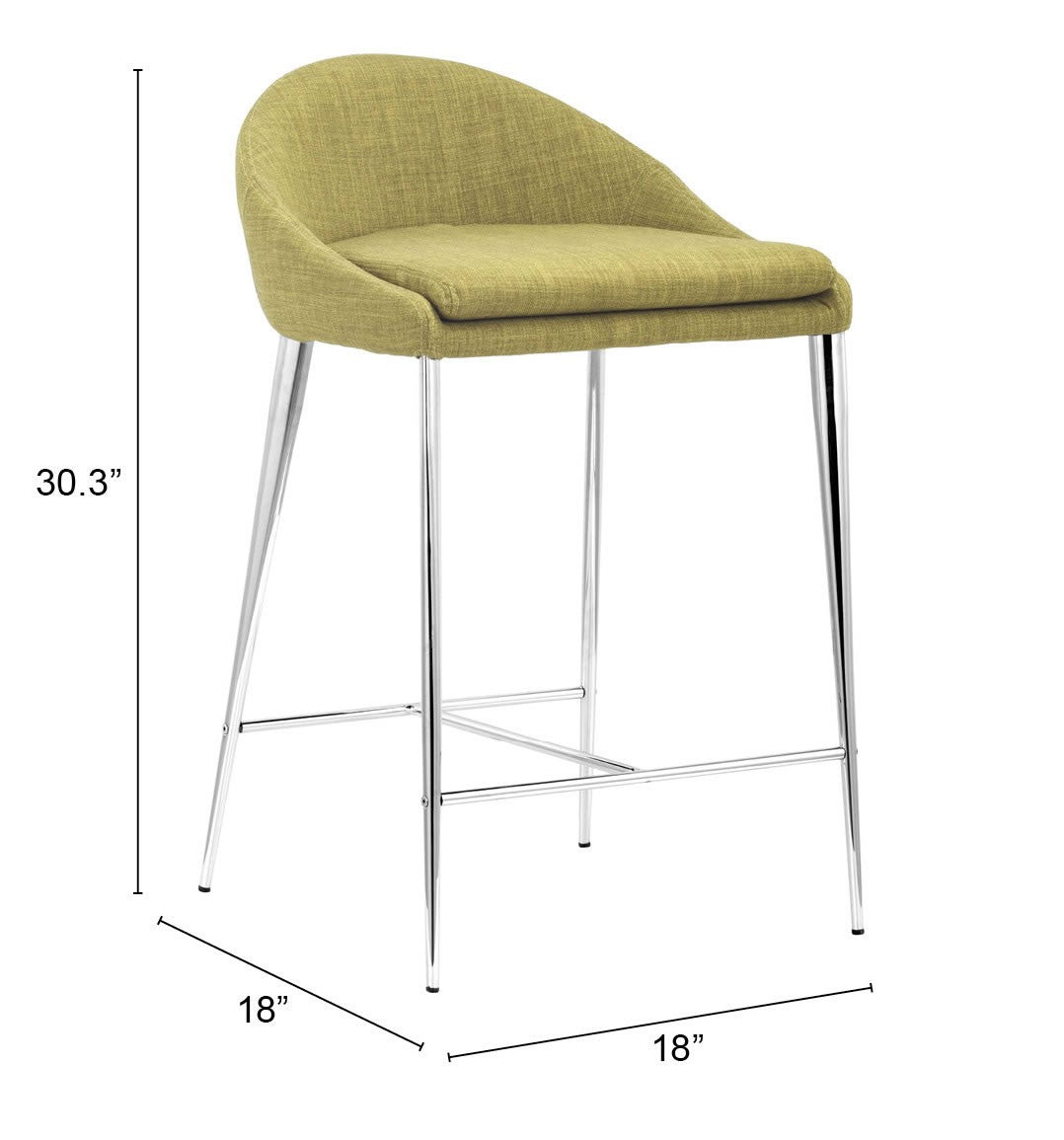 兩把 30 英寸綠色和鋼製低背吧檯椅套裝