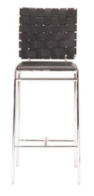 兩件套 39 英寸黑色和銀色低背櫃檯高度酒吧椅帶腳凳