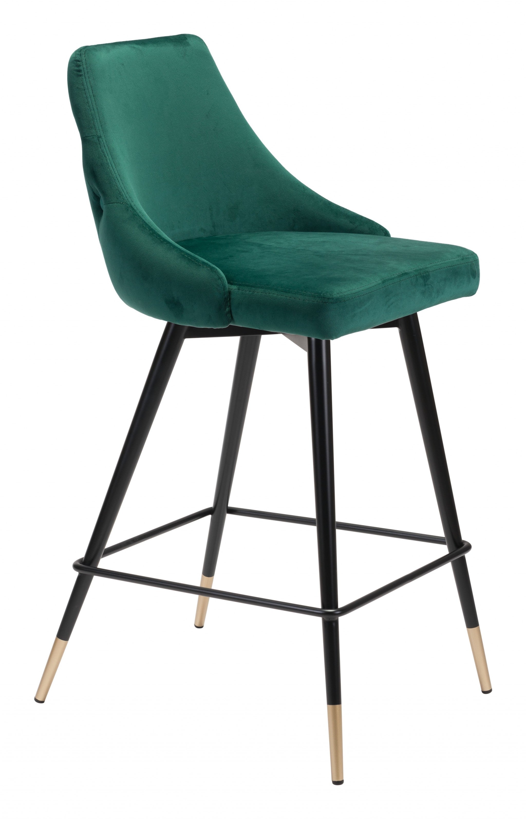 36" Green And Black Steel Low Back Counter Height Bar Chair With Footrest