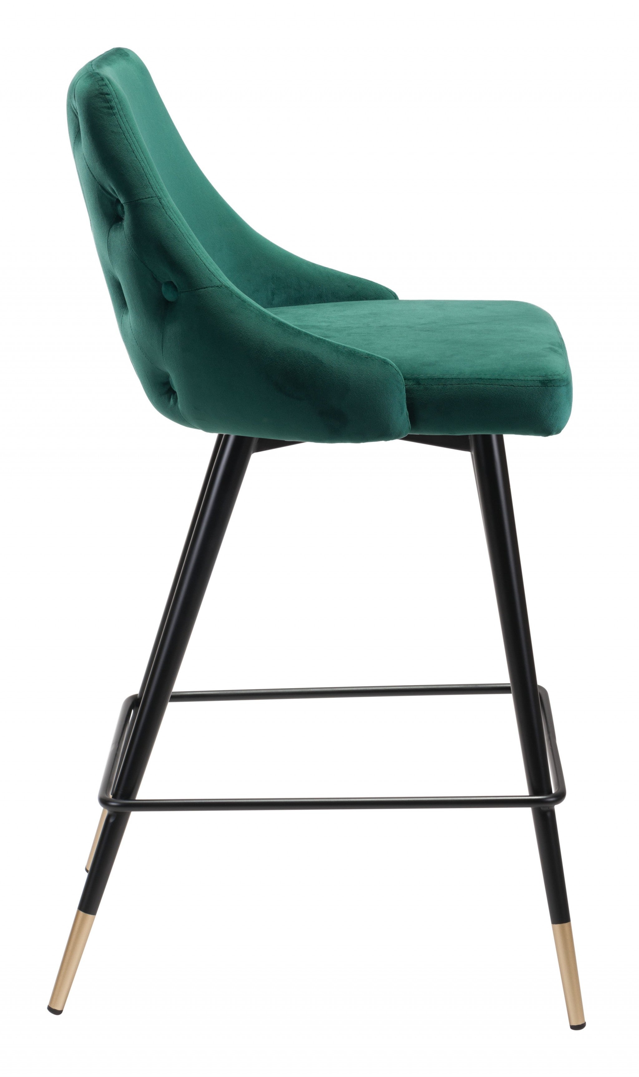 36" Green And Black Steel Low Back Counter Height Bar Chair With Footrest