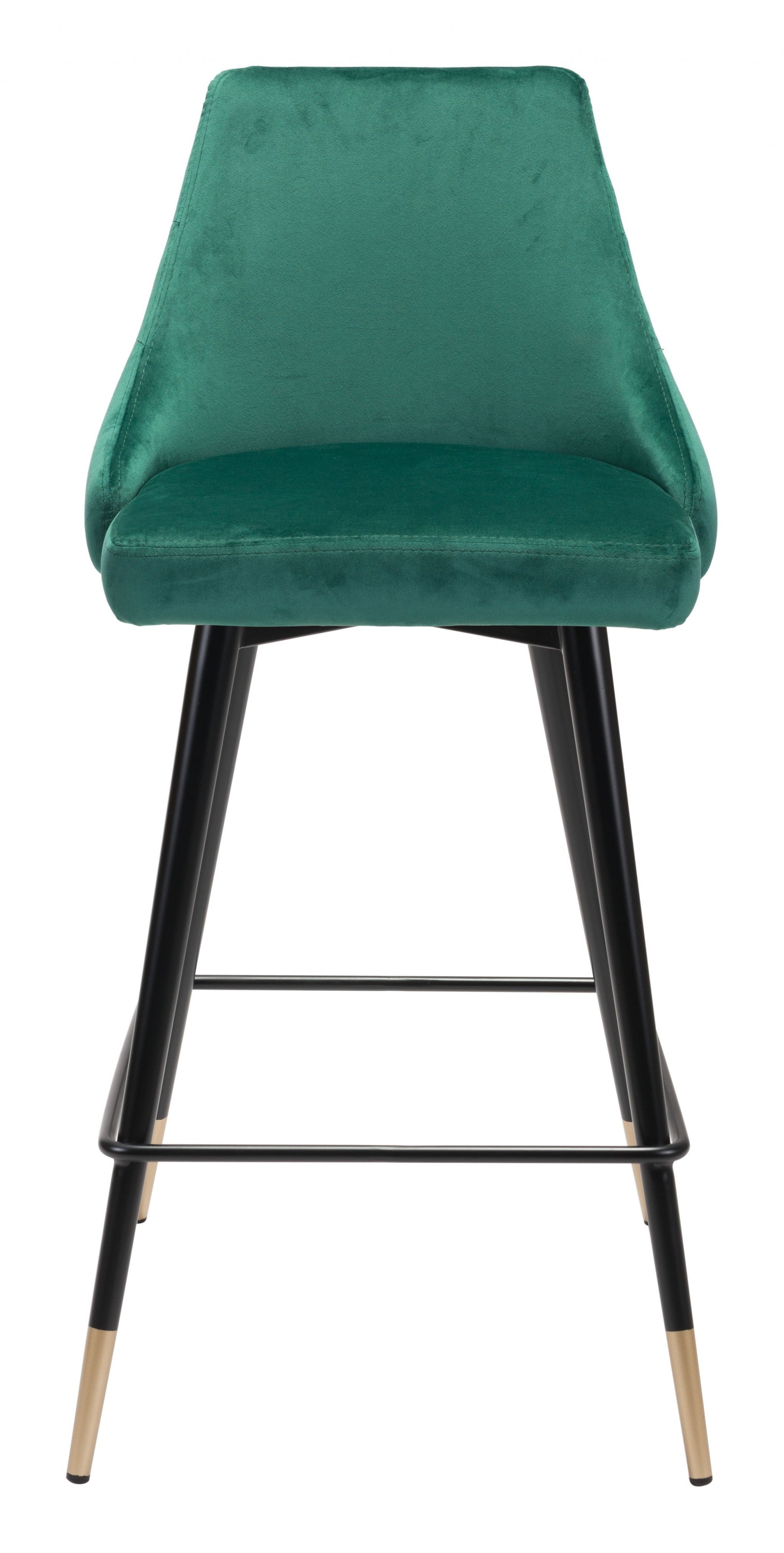36" Green And Black Steel Low Back Counter Height Bar Chair With Footrest