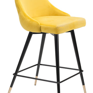36" Yellow And Black Steel Low Back Counter Height Bar Chair With Footrest