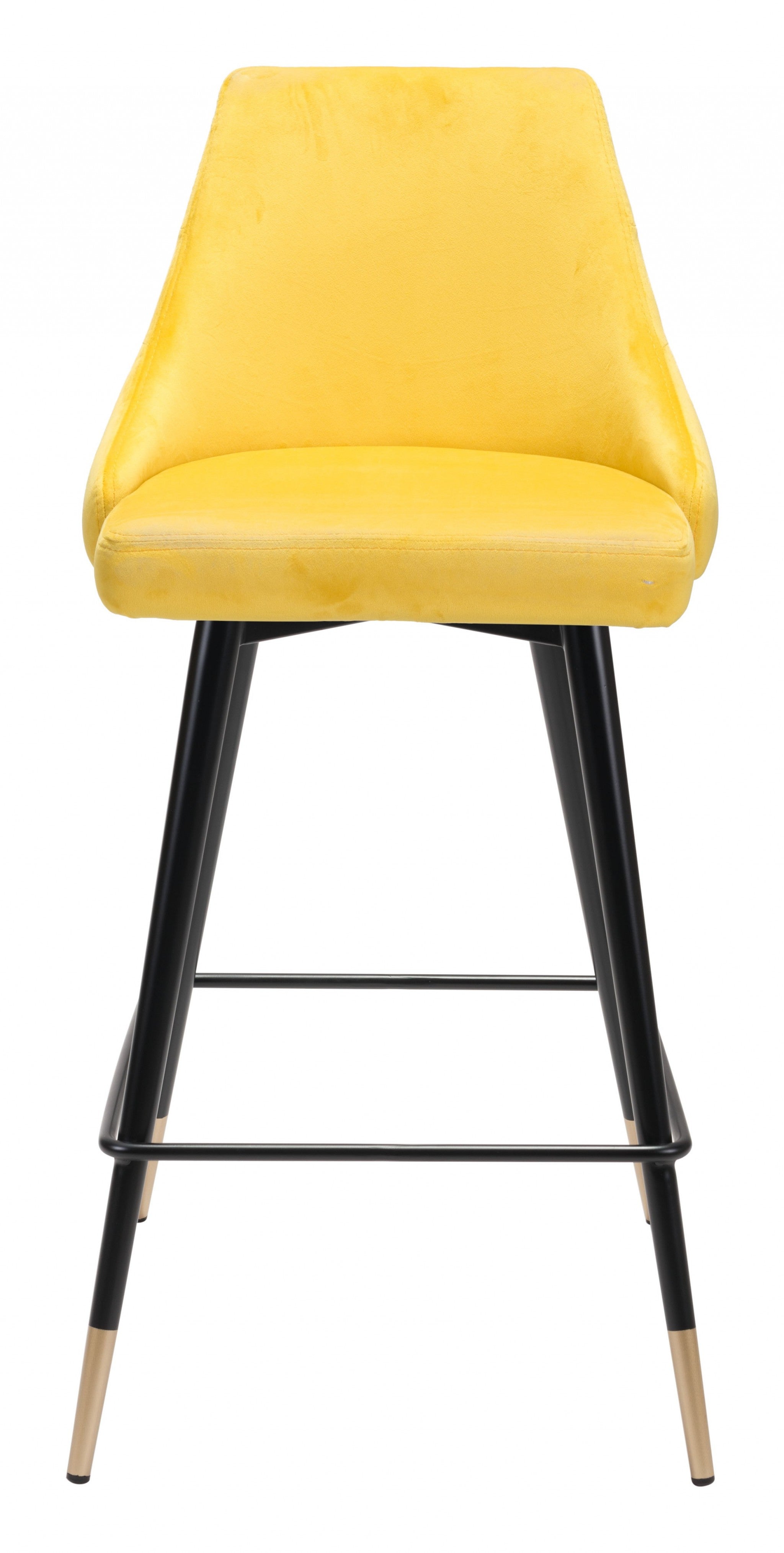36" Yellow And Black Steel Low Back Counter Height Bar Chair With Footrest