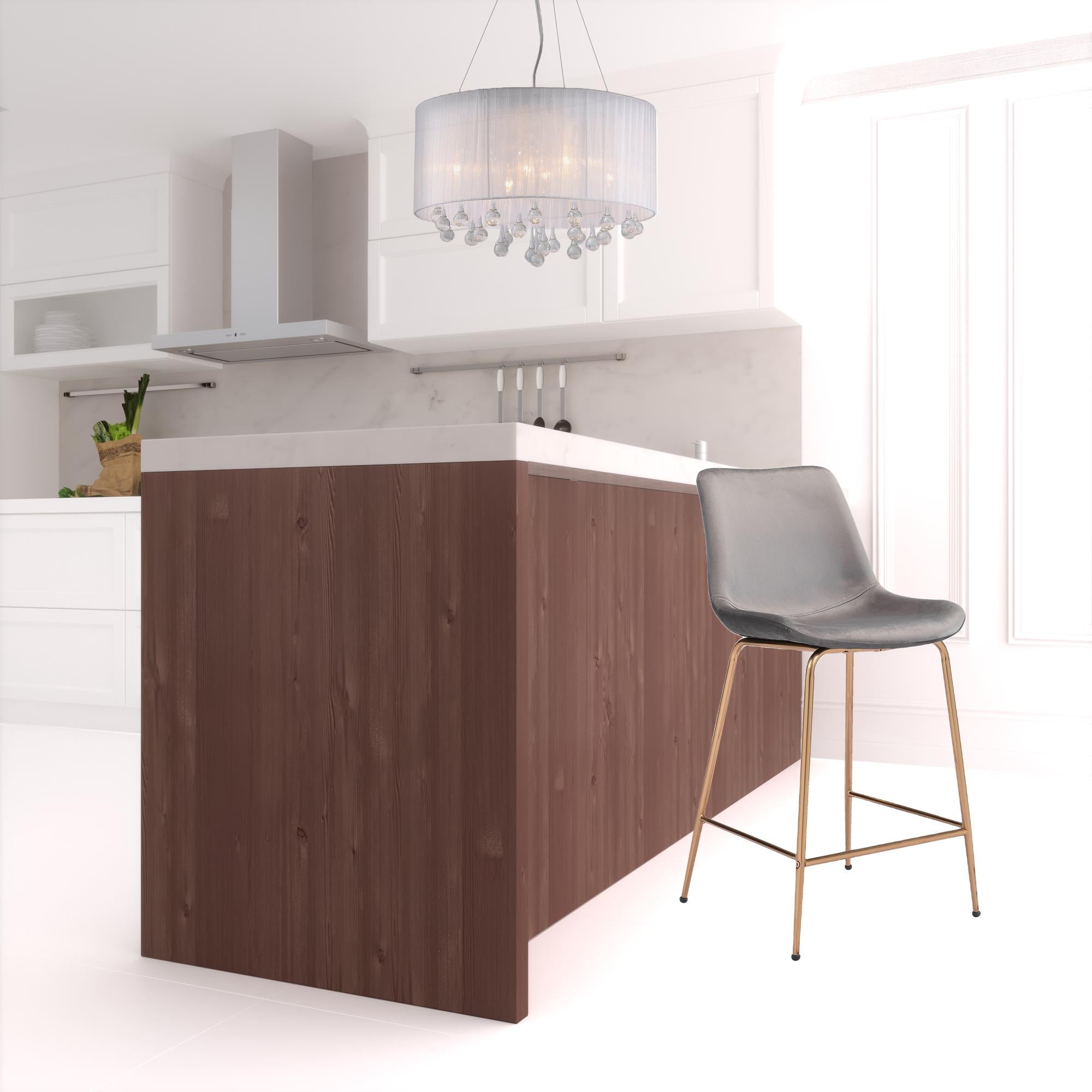 39" Gray Steel Low Back Chair With Footrest