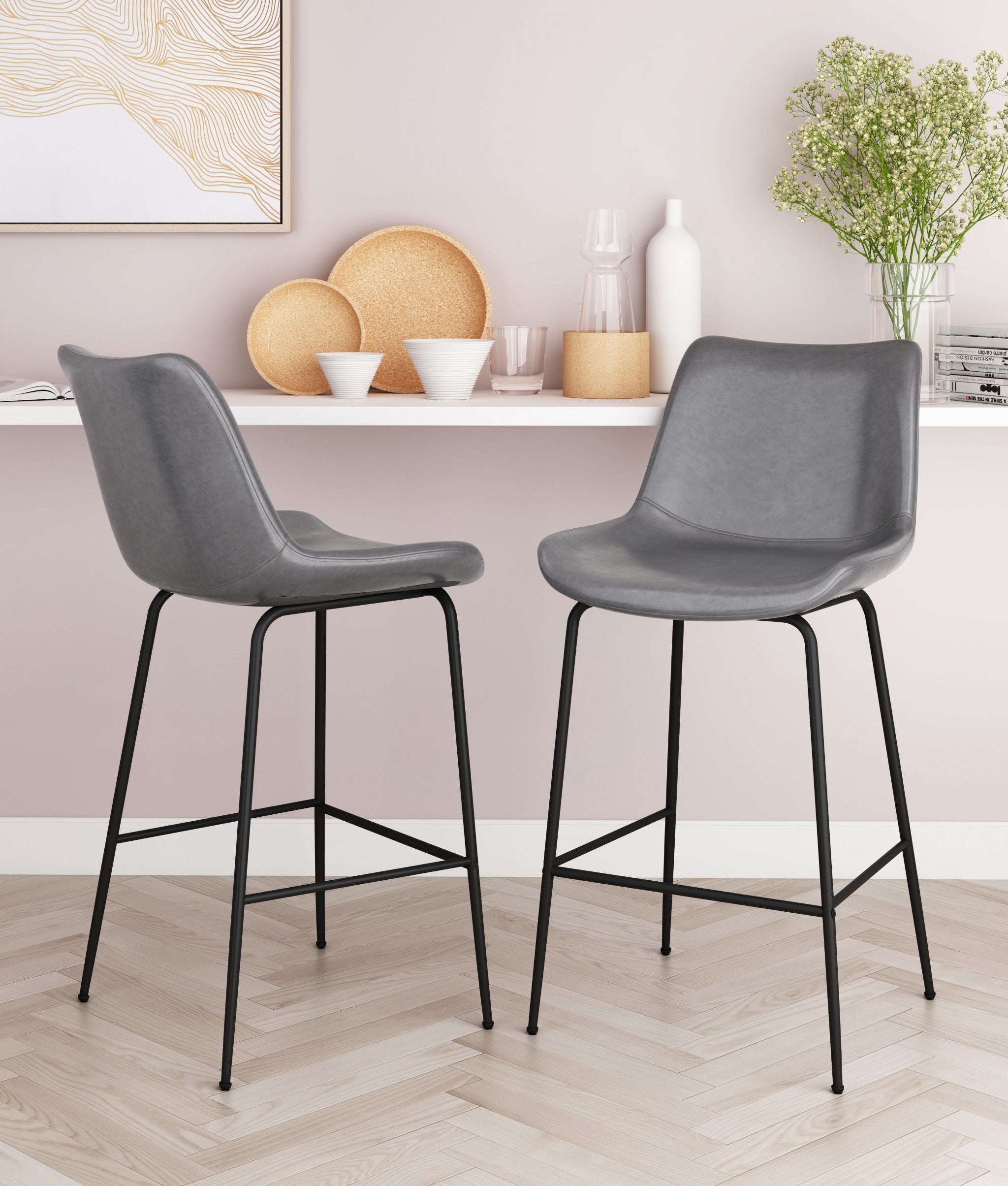Gray and Black Top Shelf Modern Rugged Counter Chair