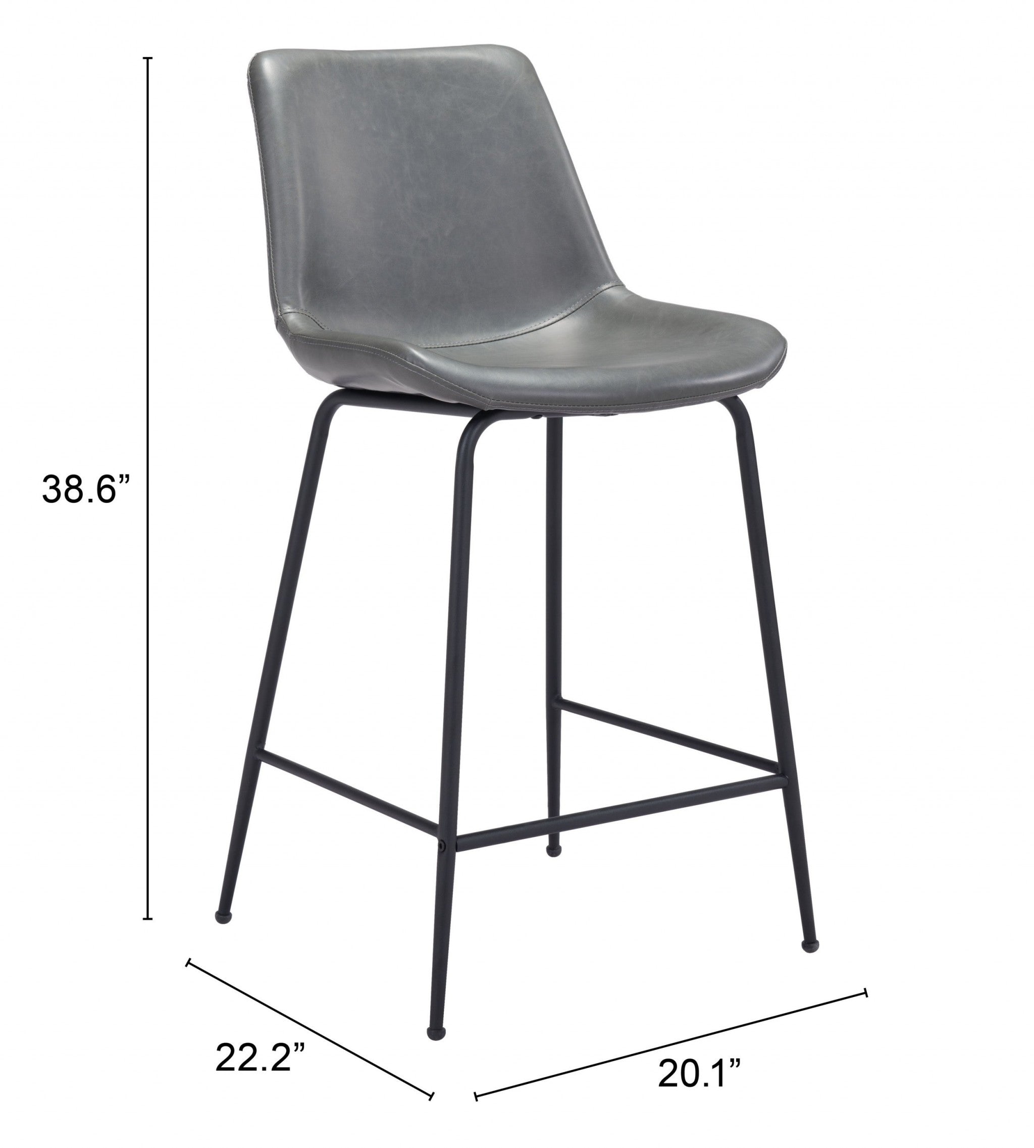 Gray and Black Top Shelf Modern Rugged Counter Chair