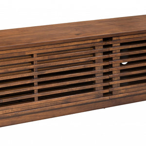 71" Walnut Modern Retro Grooves TV Media Center