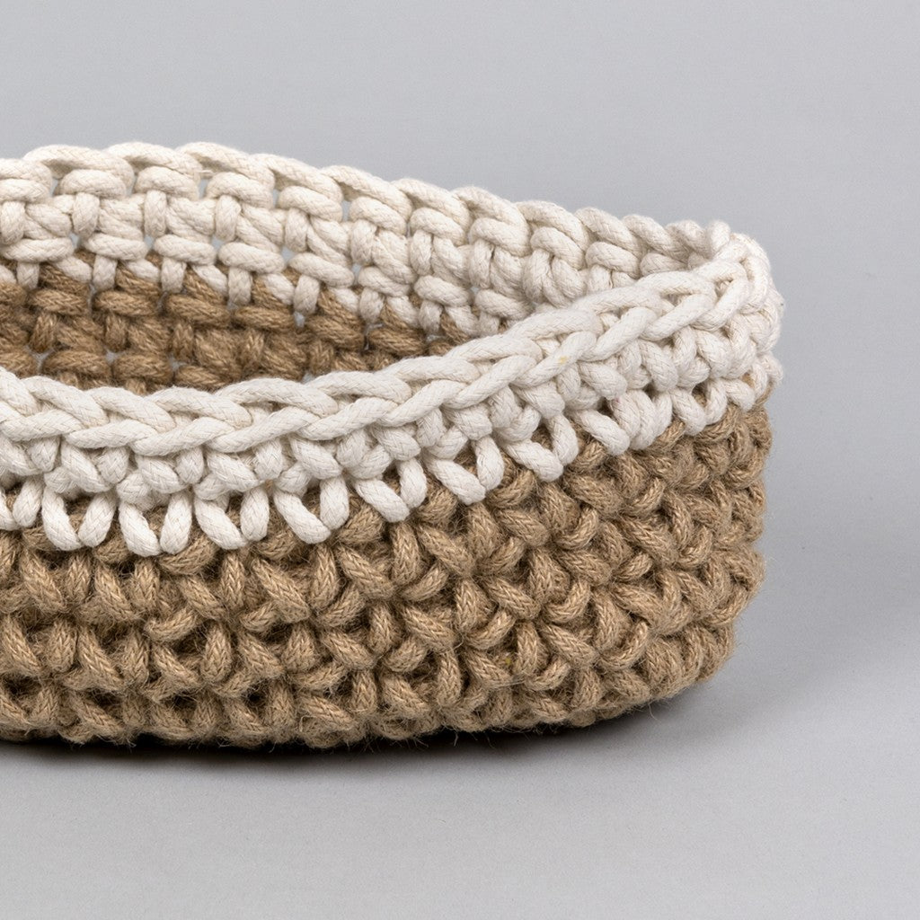White and Beige Crochet Planter