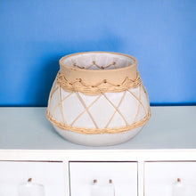 White Stone and Rattan Detail Planter