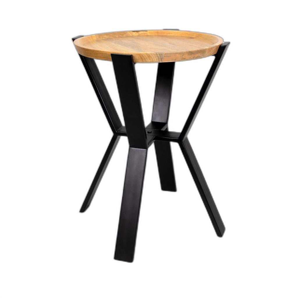 20" Natural Wood And Brown Manufactured Wood Round End Table