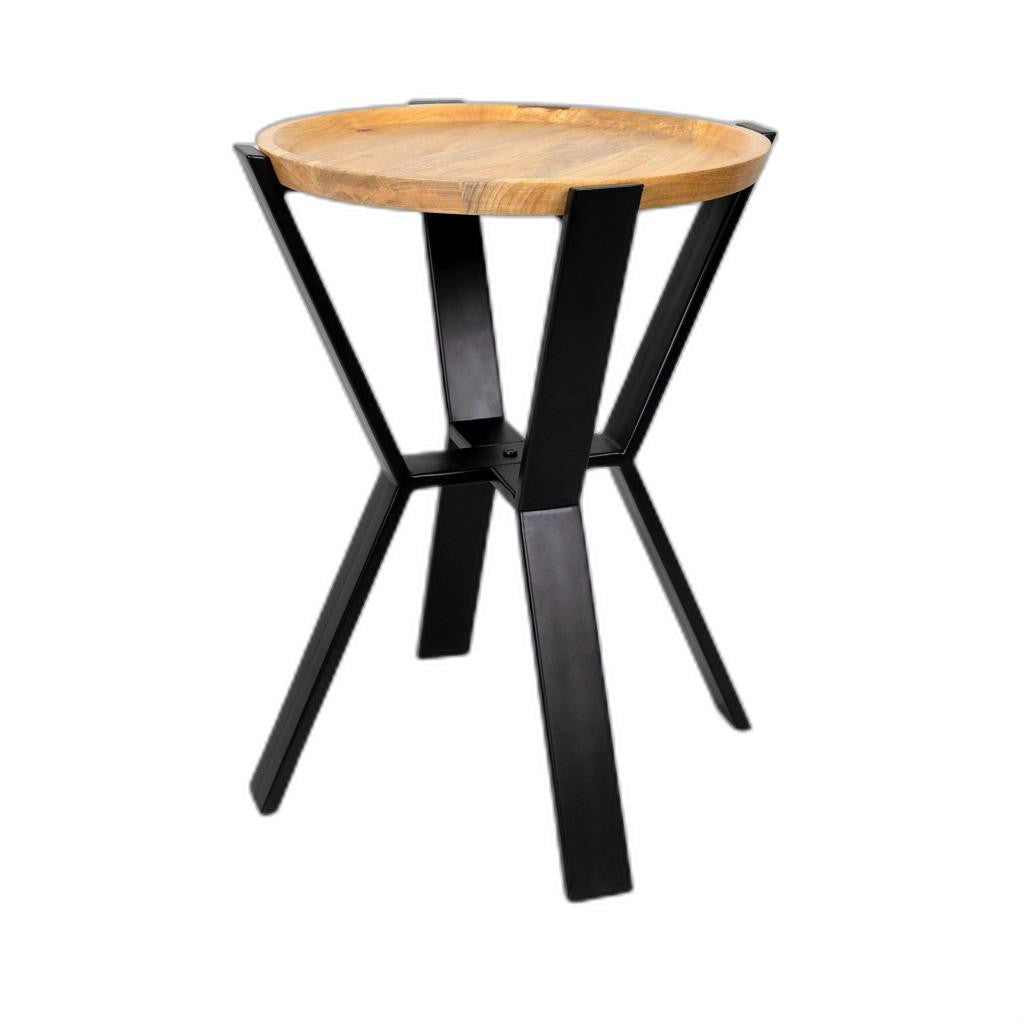 20" Natural Wood And Brown Manufactured Wood Round End Table