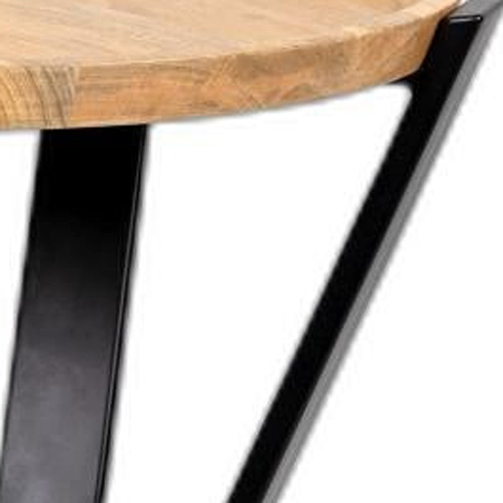 20" Natural Wood And Brown Manufactured Wood Round End Table