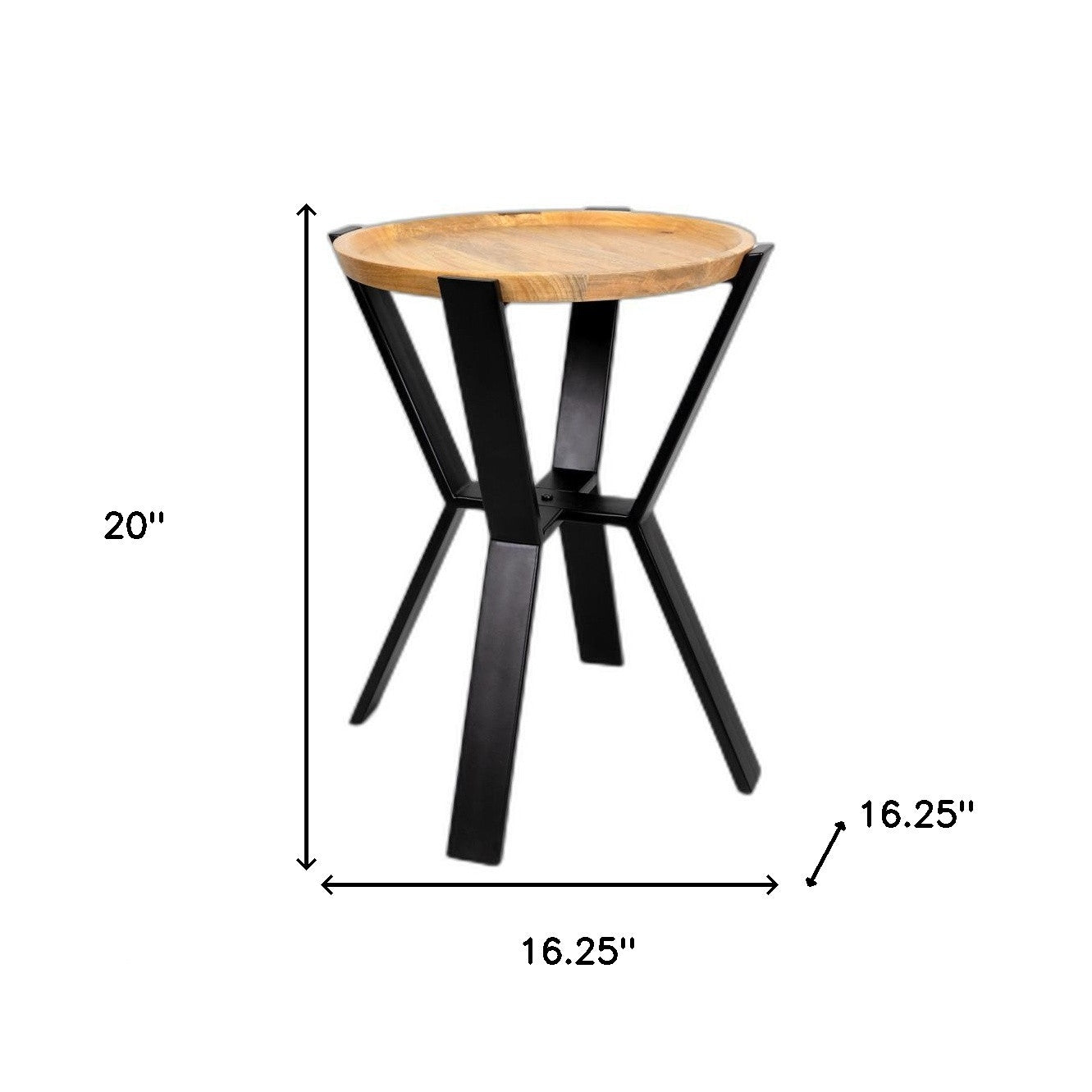 20" Natural Wood And Brown Manufactured Wood Round End Table
