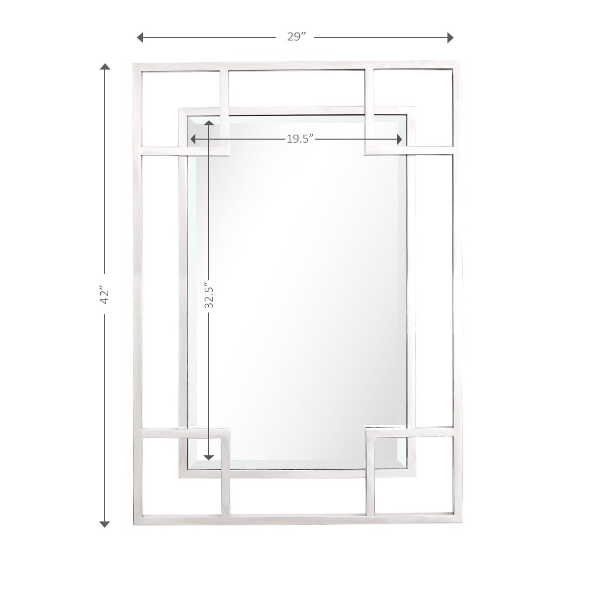 X Shaped Rectangular Mirror