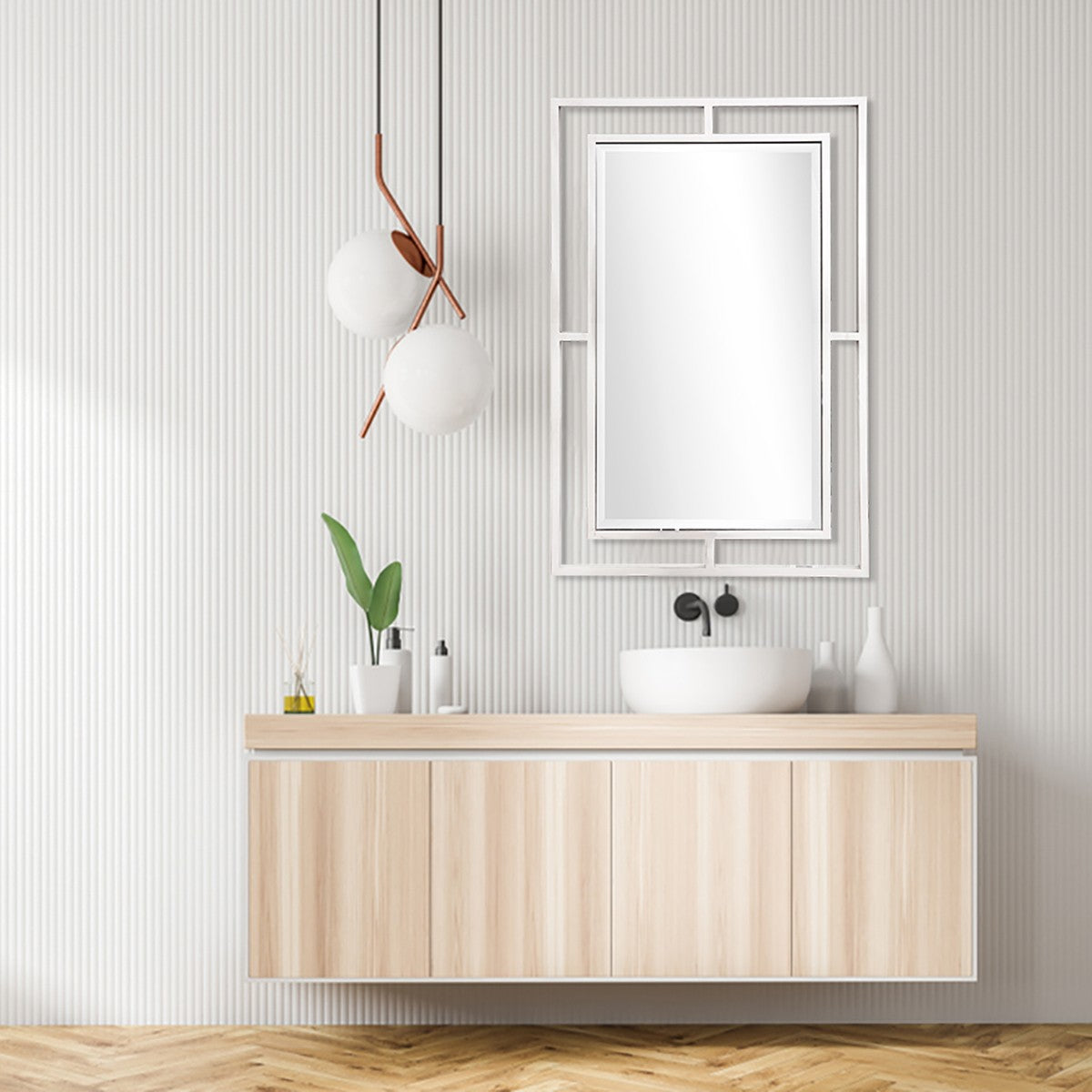 Espejo de pared rectangular Chic plateado