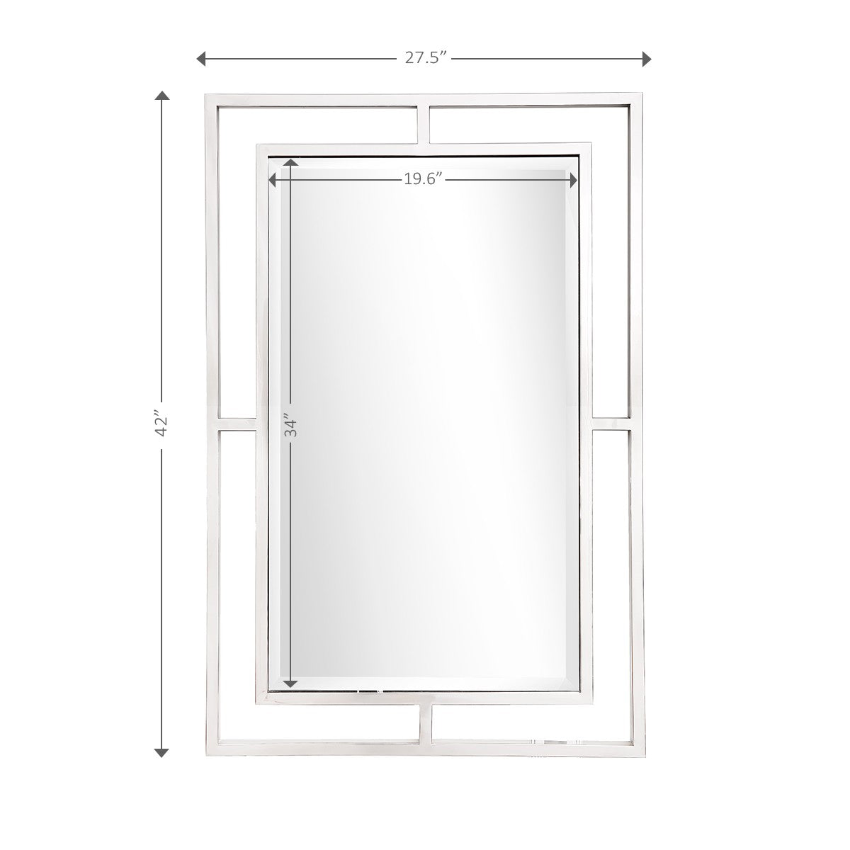Espejo de pared rectangular Chic plateado