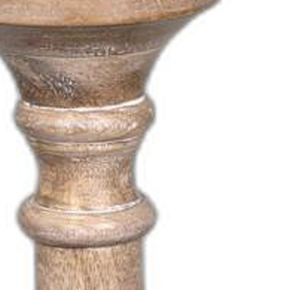 White Wooden Carved Candle Holders Set of Two