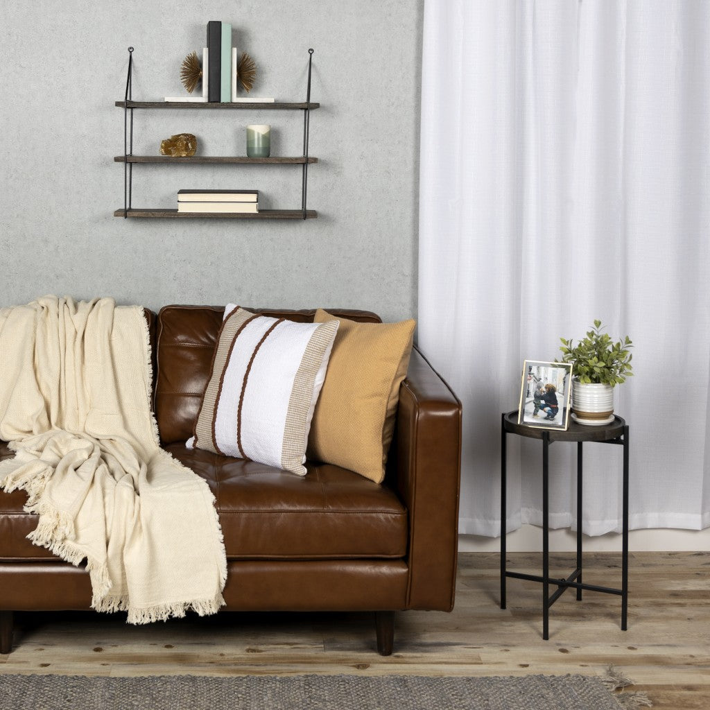 Estante de pared colgante de madera y metal de tres niveles