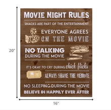 Wooden Movie Night Rules Wall Art
