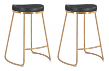 Set of Two Black and Gold Modern Glam Geo Backless Counter Stools