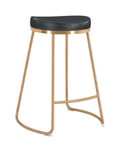 Set of Two Black and Gold Modern Glam Geo Backless Counter Stools