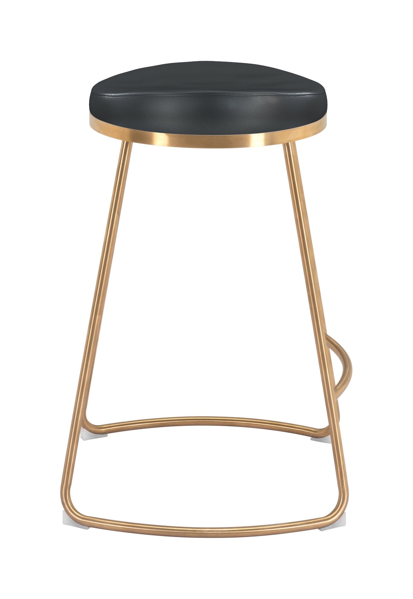 Set of Two Black and Gold Modern Glam Geo Backless Counter Stools