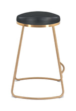 Set of Two Black and Gold Modern Glam Geo Backless Counter Stools