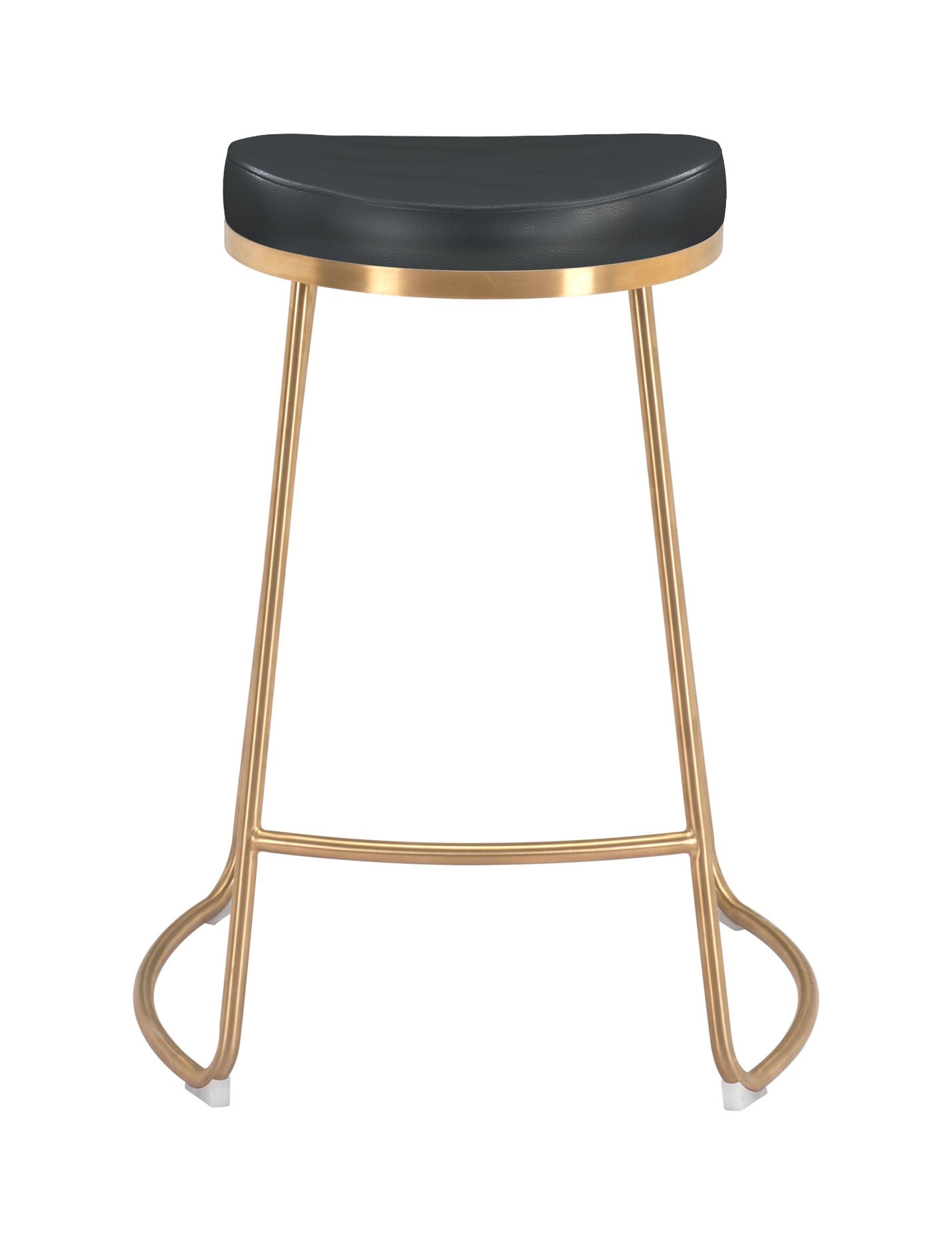 Set of Two Black and Gold Modern Glam Geo Backless Counter Stools