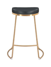 Set of Two Black and Gold Modern Glam Geo Backless Counter Stools