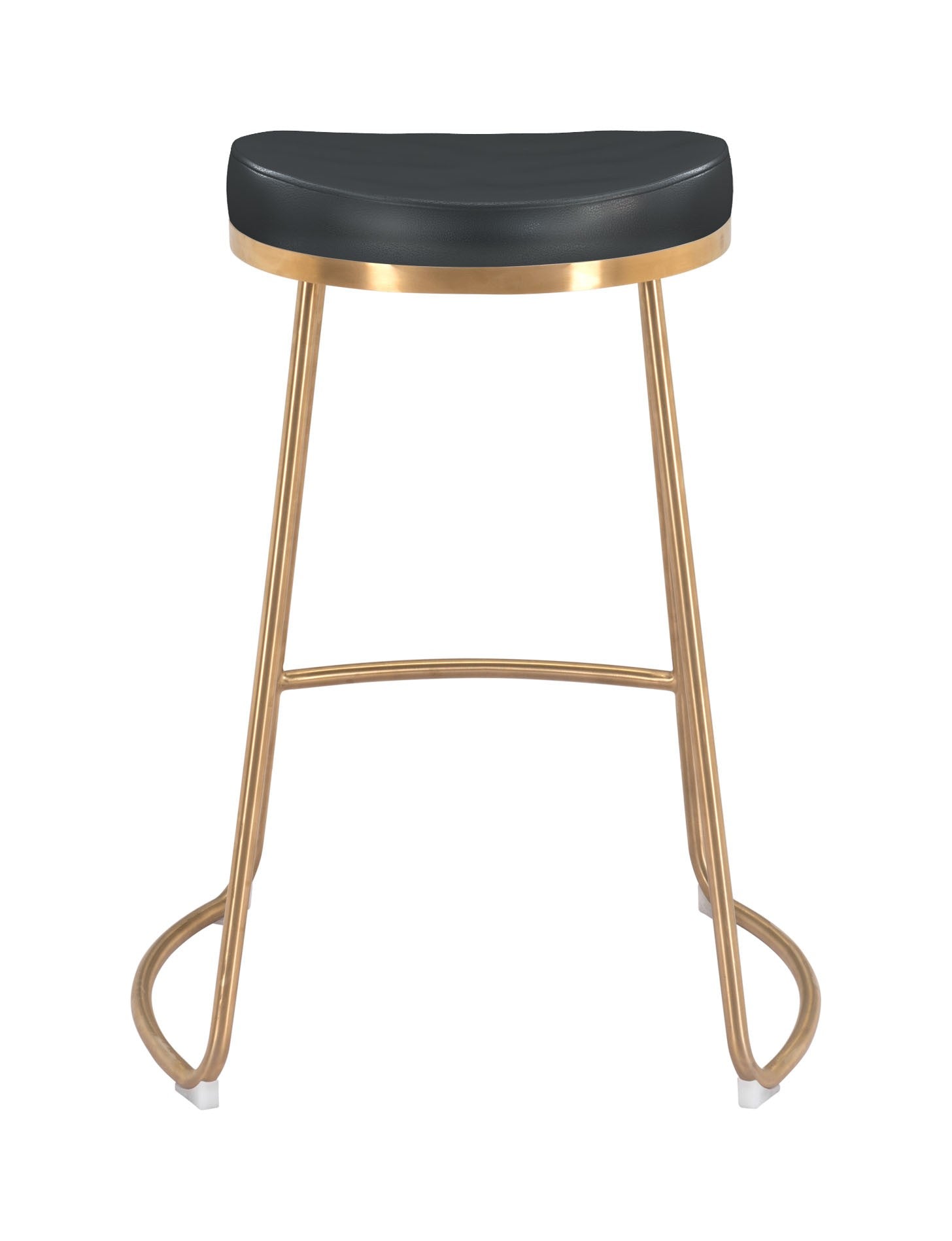 Set of Two Black and Gold Modern Glam Geo Backless Counter Stools