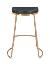 Set of Two Black and Gold Modern Glam Geo Backless Counter Stools