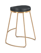 Set of Two Black and Gold Modern Glam Geo Backless Counter Stools