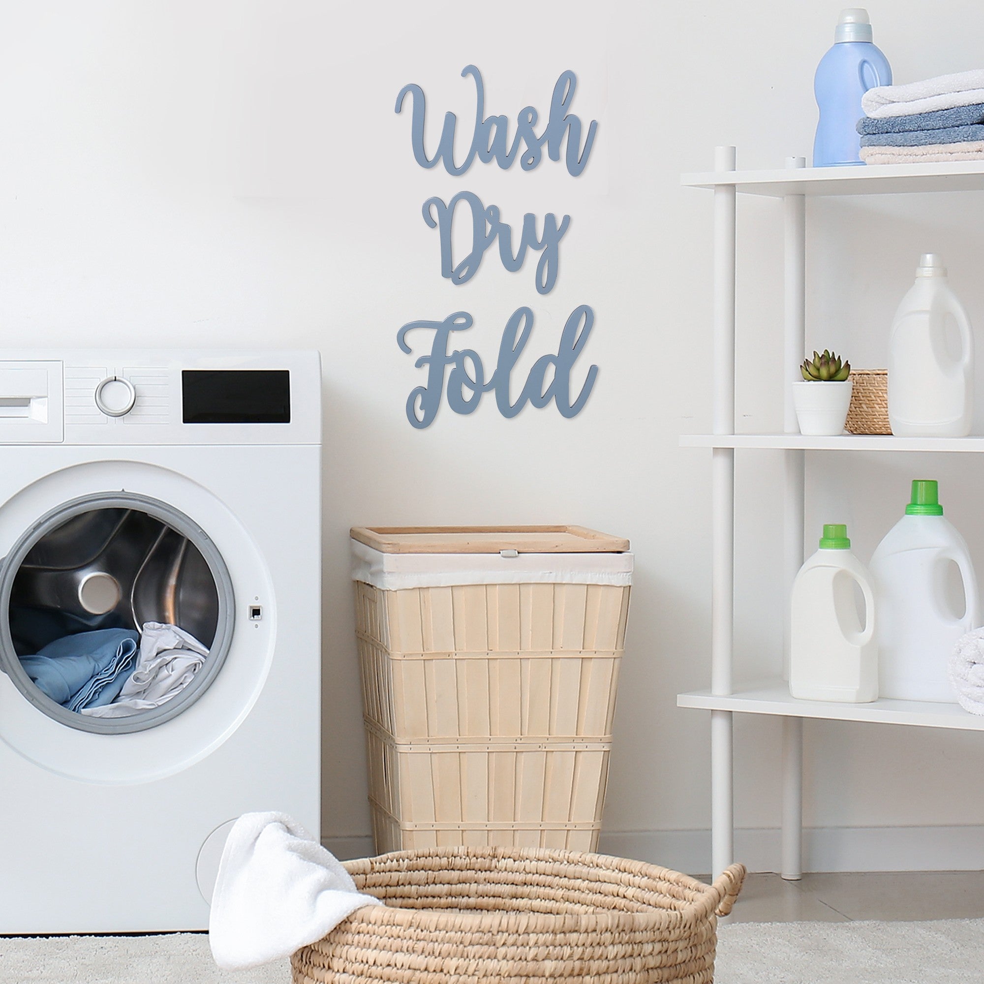 Gray Metal Wash Dry Fold Wall Sign