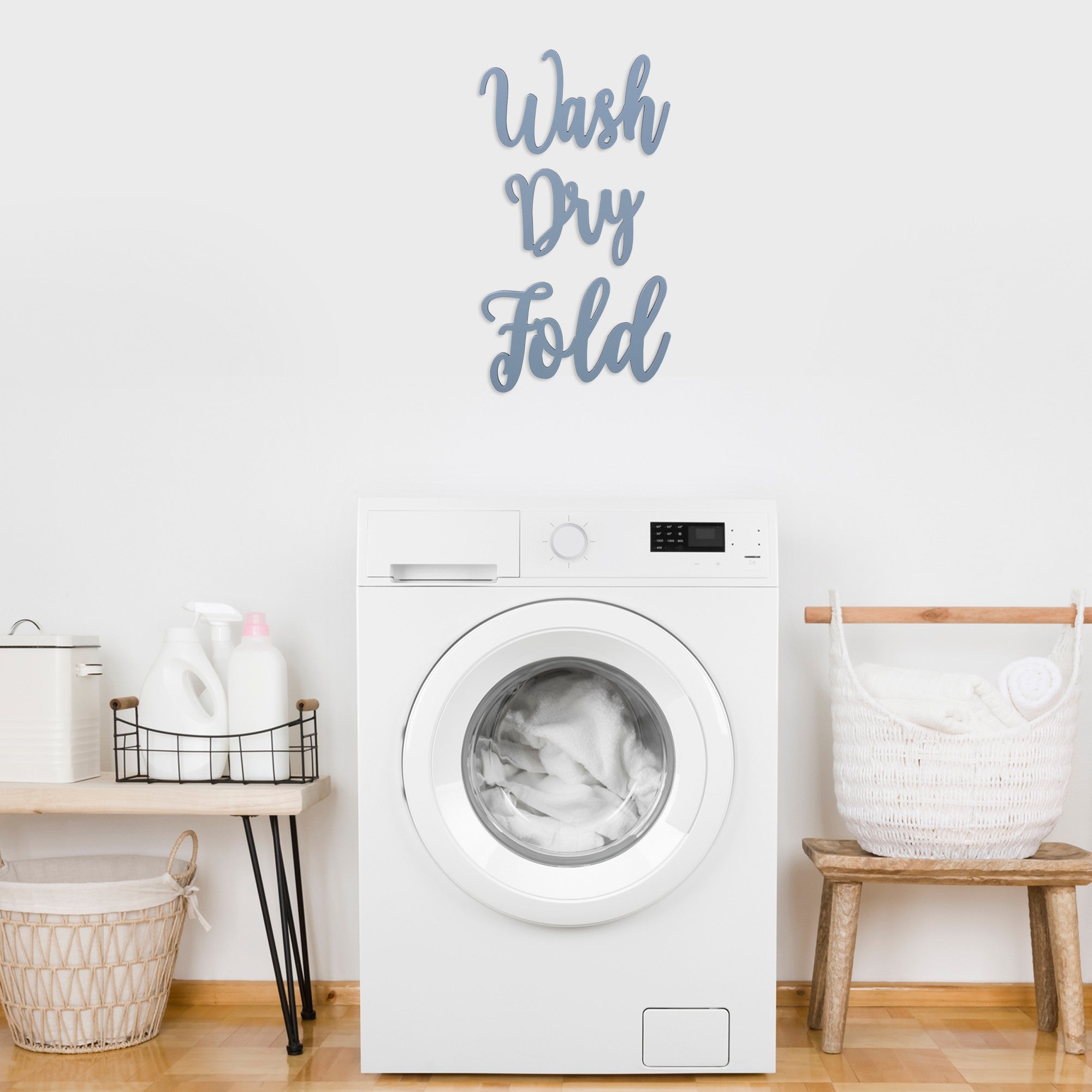 Gray Metal Wash Dry Fold Wall Sign