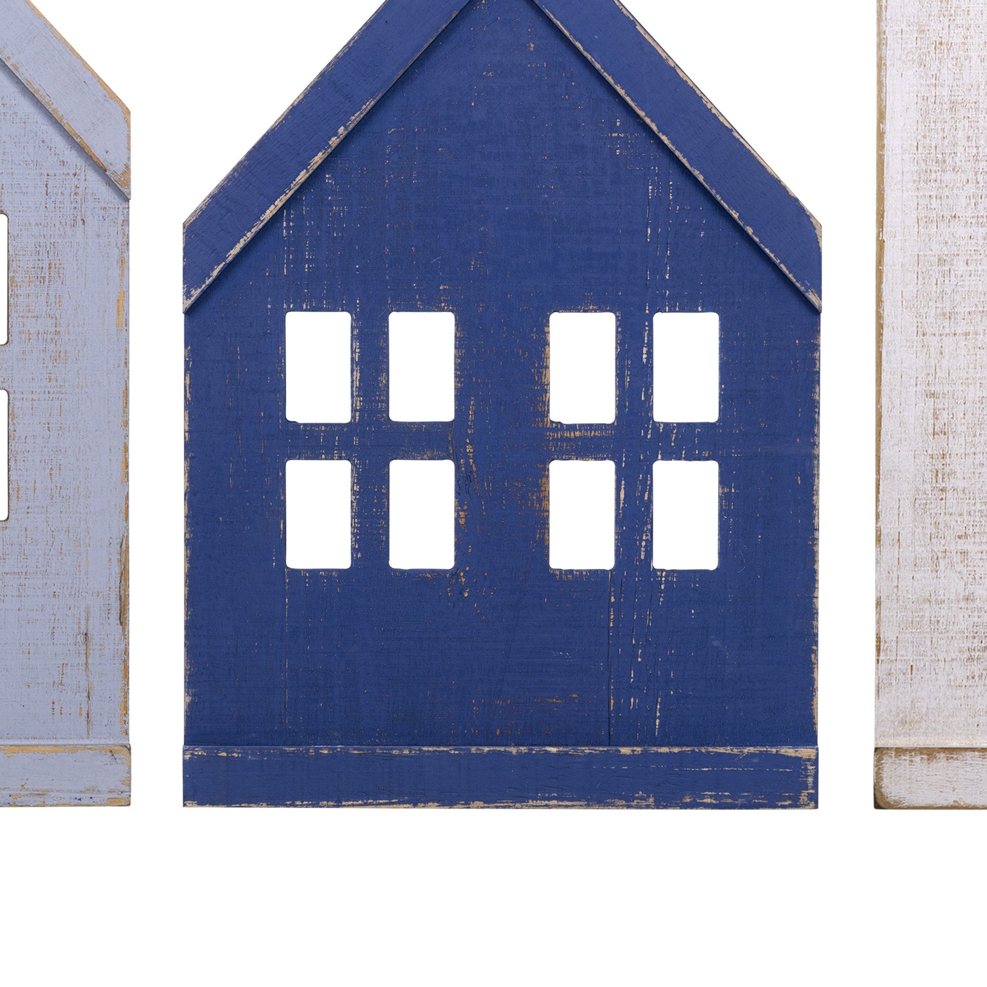 Set of Three House Shaped Wooden Wall Décor