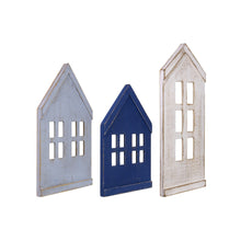 Set of Three House Shaped Wooden Wall Décor
