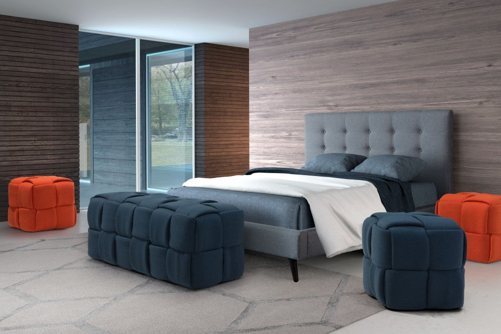 20" Dark Blue Swivel Backless Chair