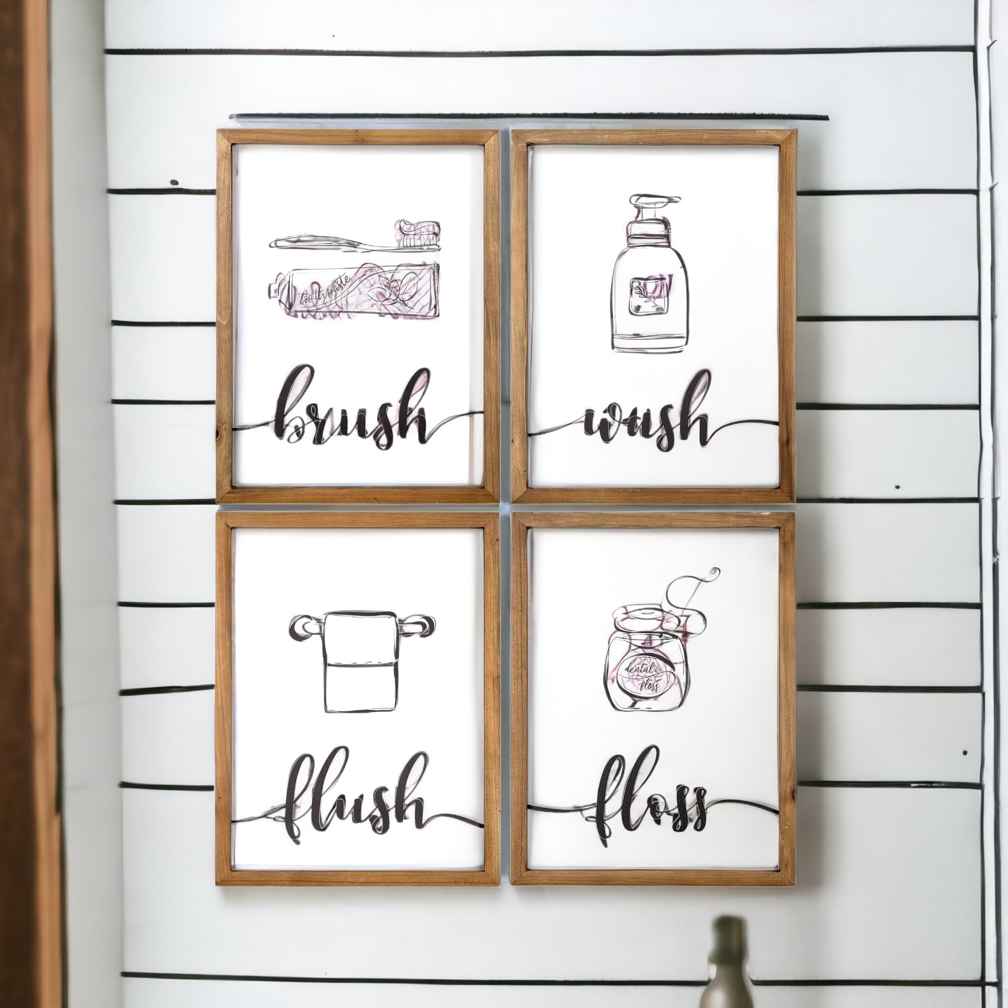 Set of Four Bathroom Themed Wall Art